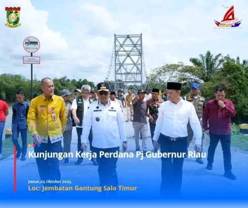 Didampingi Pj Bupati Kampar, Pj Gubernur Riau Tinjau Pembangunan Jalan dan Jembatan di Salo