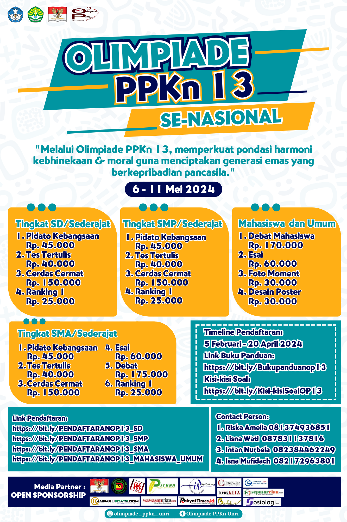 Buruan Daftar Hima PPKN FKIP Universitas Riau Adakan Olimpiade PPKN 13