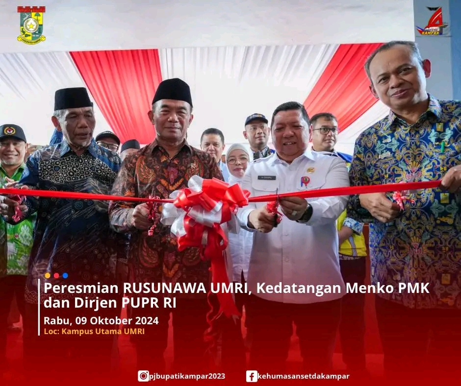 Penjabat Sekda Kampar Hadiri Peresmian Rusunawa UMRI Bersama Menko PMK dan Dirjen Perumahan Kementerian PUPR