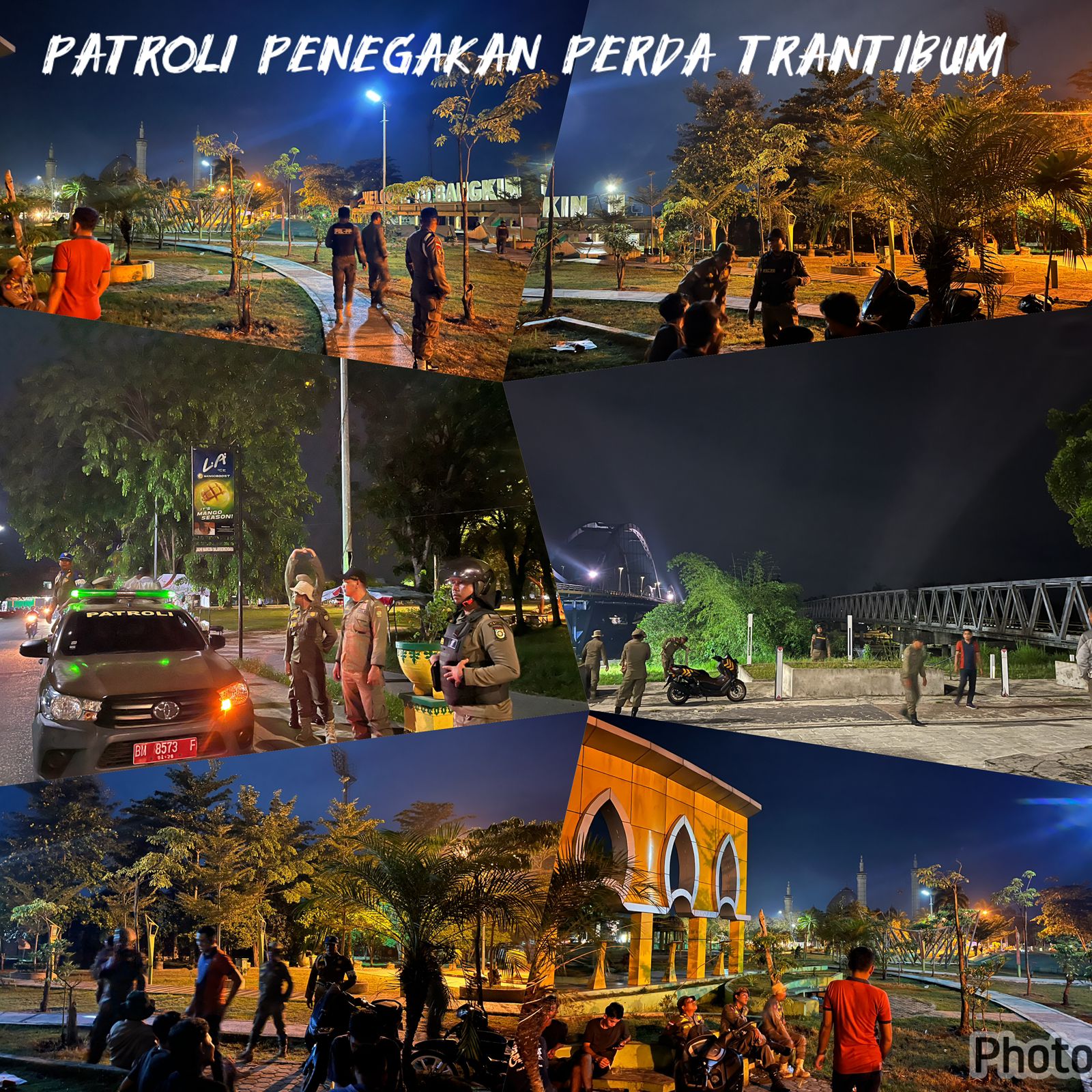 Satpol-PP Kampar Tegur 4 Pemuda yang Duduk di Taman Kota Hingga Dini Hari