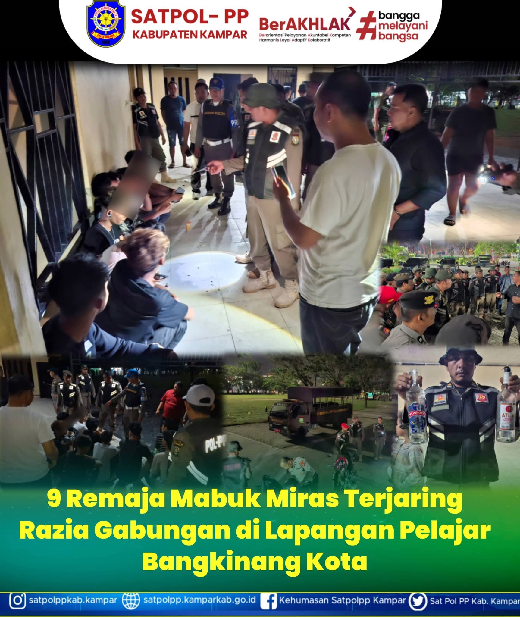 Satpol PP Kampar Amankan 9 Remaja dalam Razia Dini Hari di Bangkinang Kota
