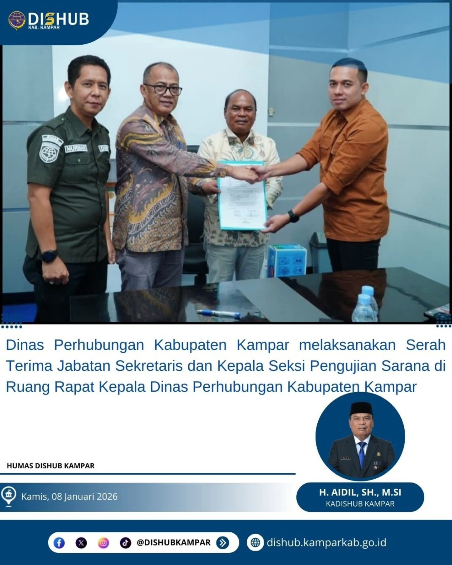 Dishub Kampar Rotasi Jabatan, Elfauzan Resmi Jabat Sekretaris