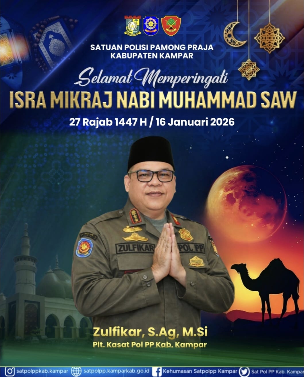 Peringati Isra Mikraj, Plt Kasatpol PP Kampar Zulfikar Gaungkan Semangat Kampar di Hati