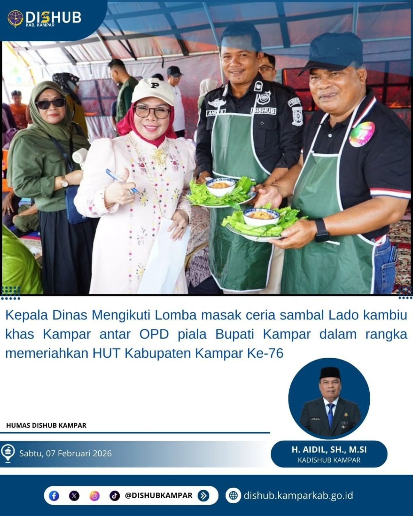Semarak HUT ke-76, Kadishub Kampar Ikut Lomba Masak Sambal Lado Kambiu Antar OPD