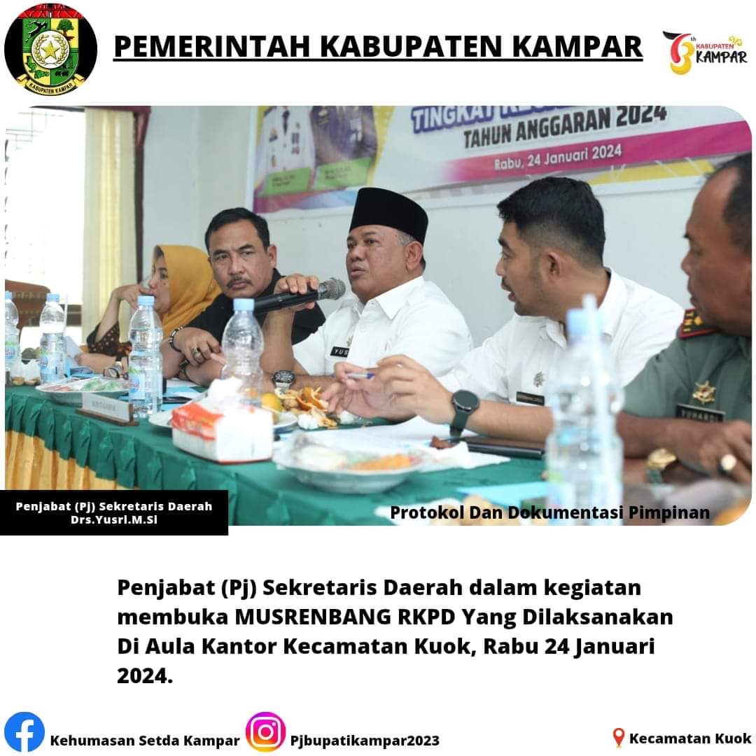 Pj Sekda Kampar Buka Musrenbang RKPD di Kecamatan Kuok